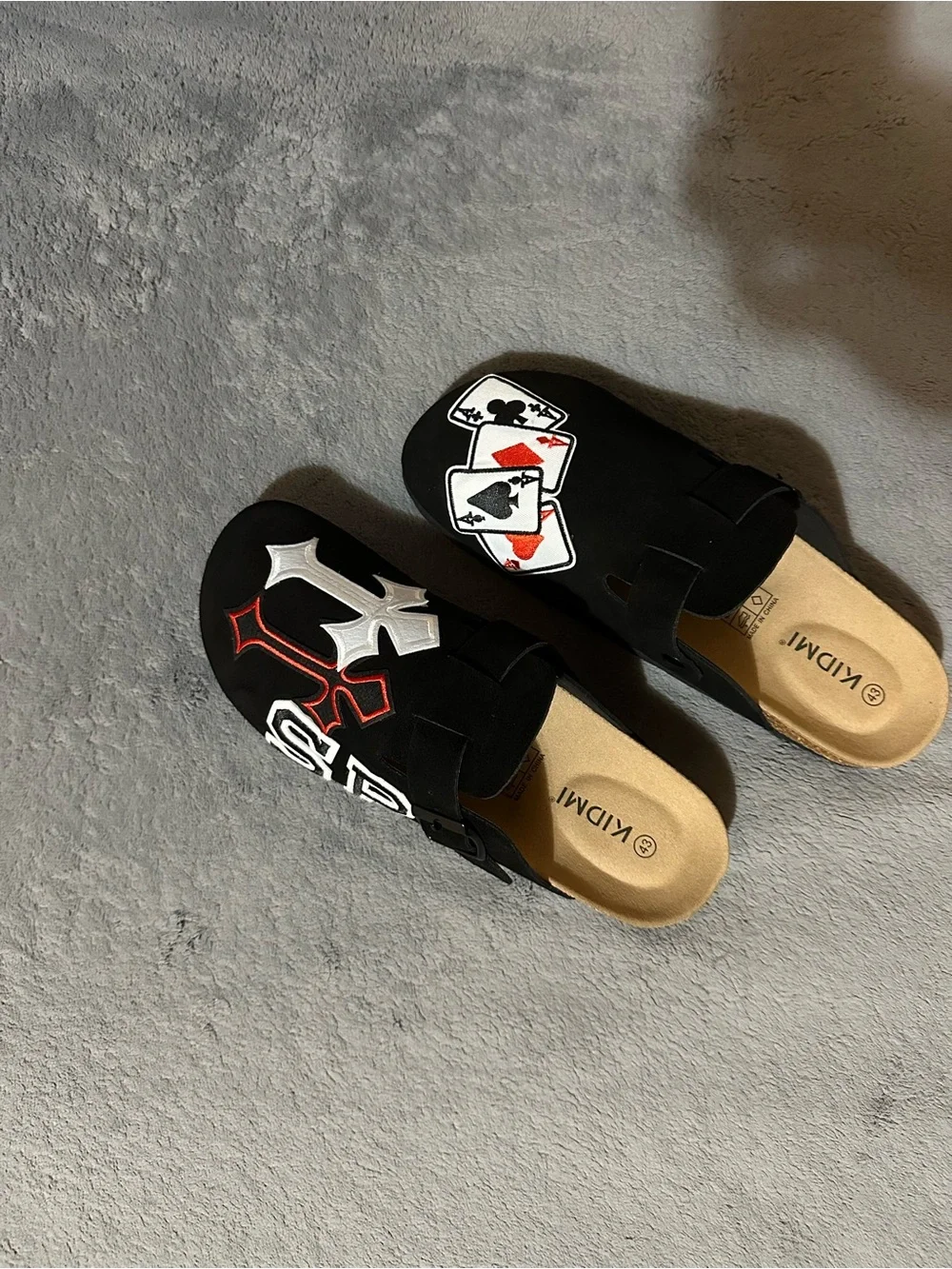 Custom Black Playing Card Patch Clogs | Handmade Streetwear Clogs | All Sizes